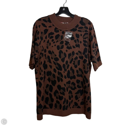 Sweater Short Sleeve By Isaac Mizrahi Live Qvc In Animal Print, Size: 1x