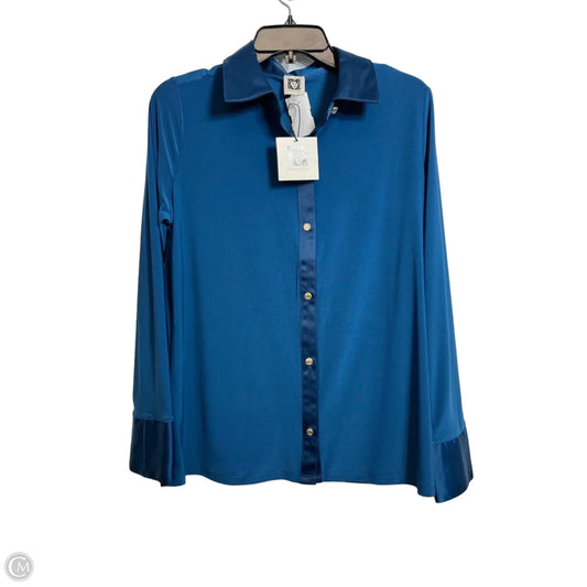 Top Long Sleeve By Anne Klein In Blue, Size: L