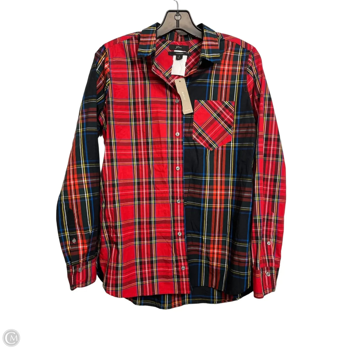 Top Long Sleeve By J. Crew In Plaid Pattern, Size: 2