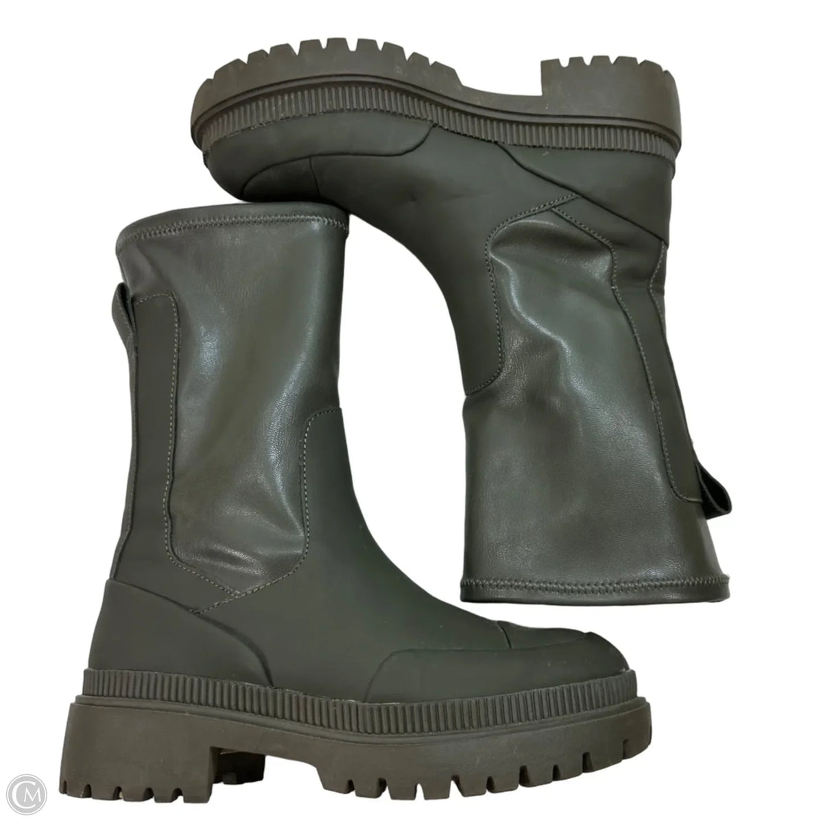 Boots Mid-calf Flats By H&m In Green, Size: 8