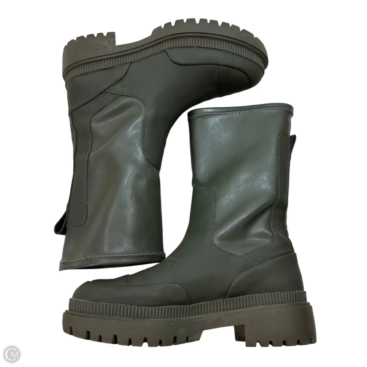 Boots Mid-calf Flats By H&m In Green, Size: 8