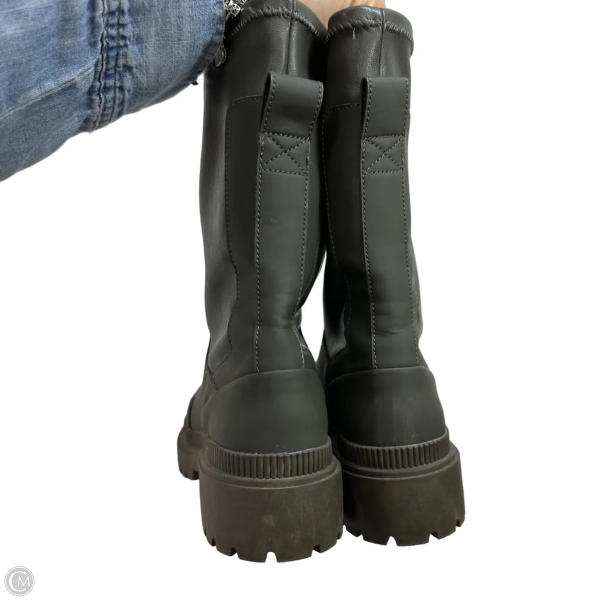 Boots Mid-calf Flats By H&m In Green, Size: 8
