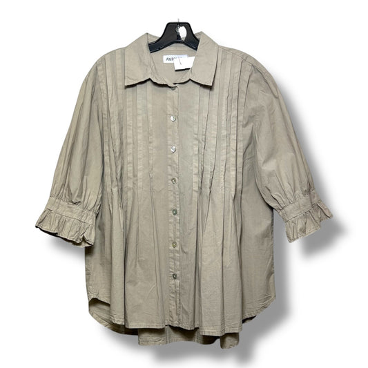 Top 3/4 Sleeve By Clothes Mentor In Tan, Size: M