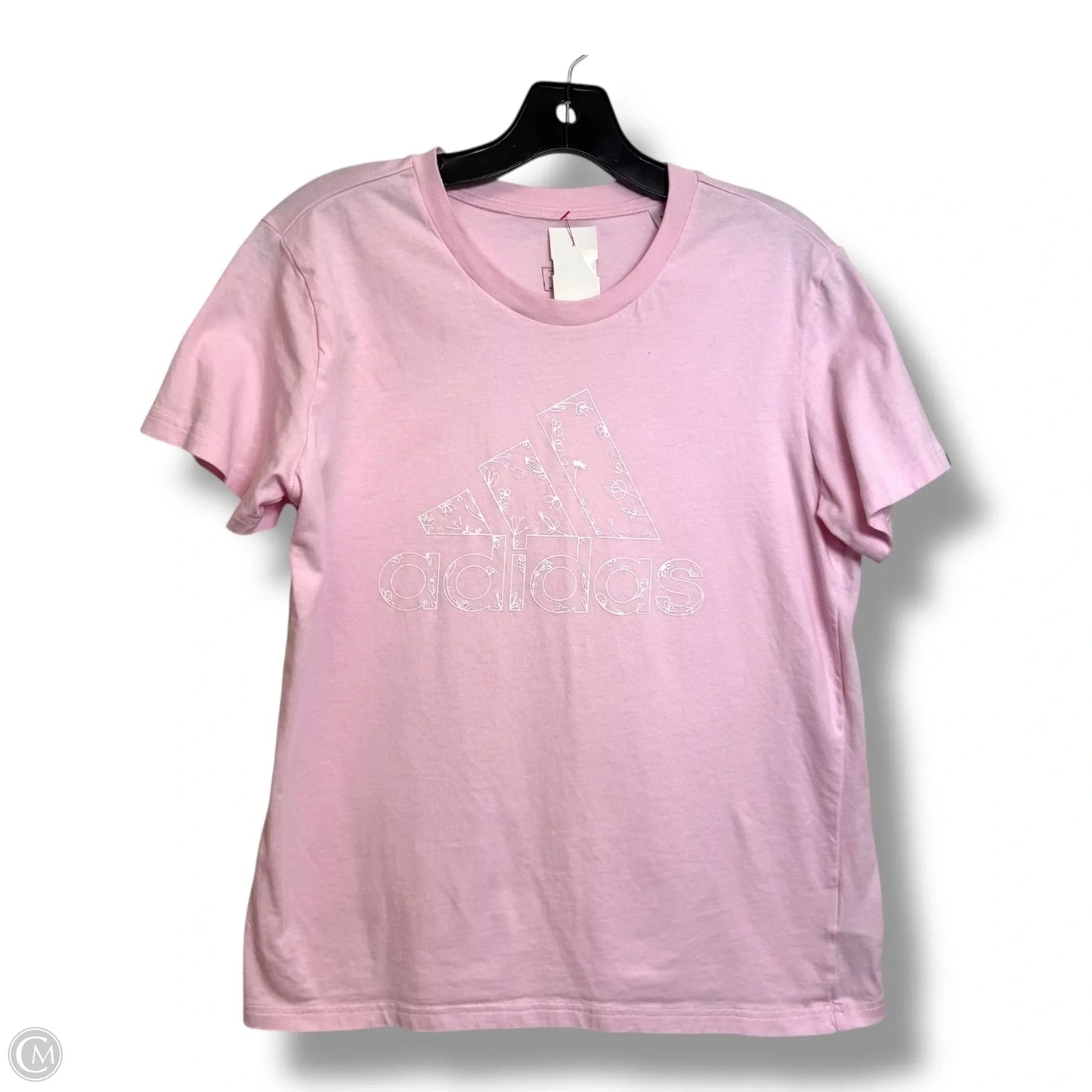 Athletic Top Short Sleeve By Adidas In Pink, Size: L