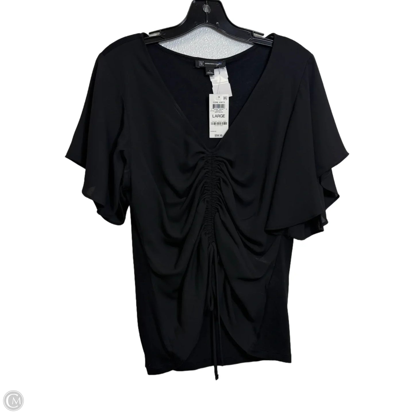 Top Short Sleeve By Inc In Black, Size: L