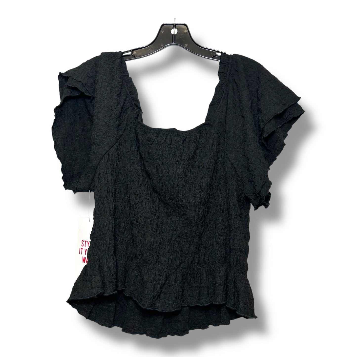 Top Short Sleeve By Celebrity Pink In Black, Size: Xxl