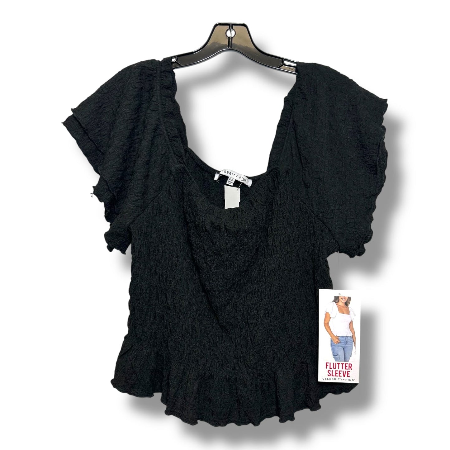 Top Short Sleeve By Celebrity Pink In Black, Size: Xxl