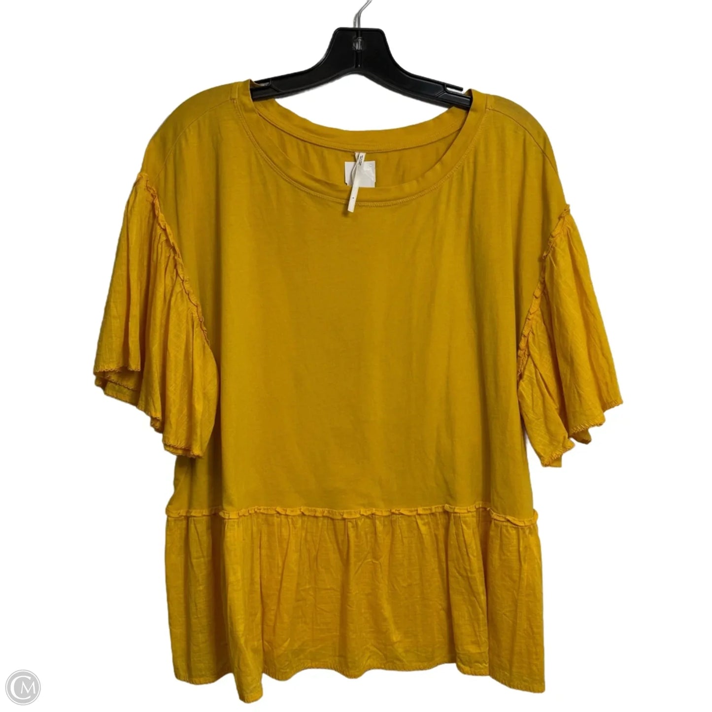 Top Short Sleeve By Anthropologie In Yellow, Size: L
