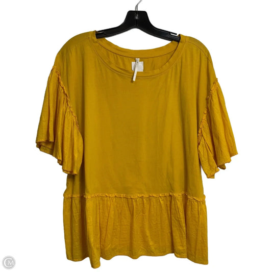 Top Short Sleeve By Anthropologie In Yellow, Size: L