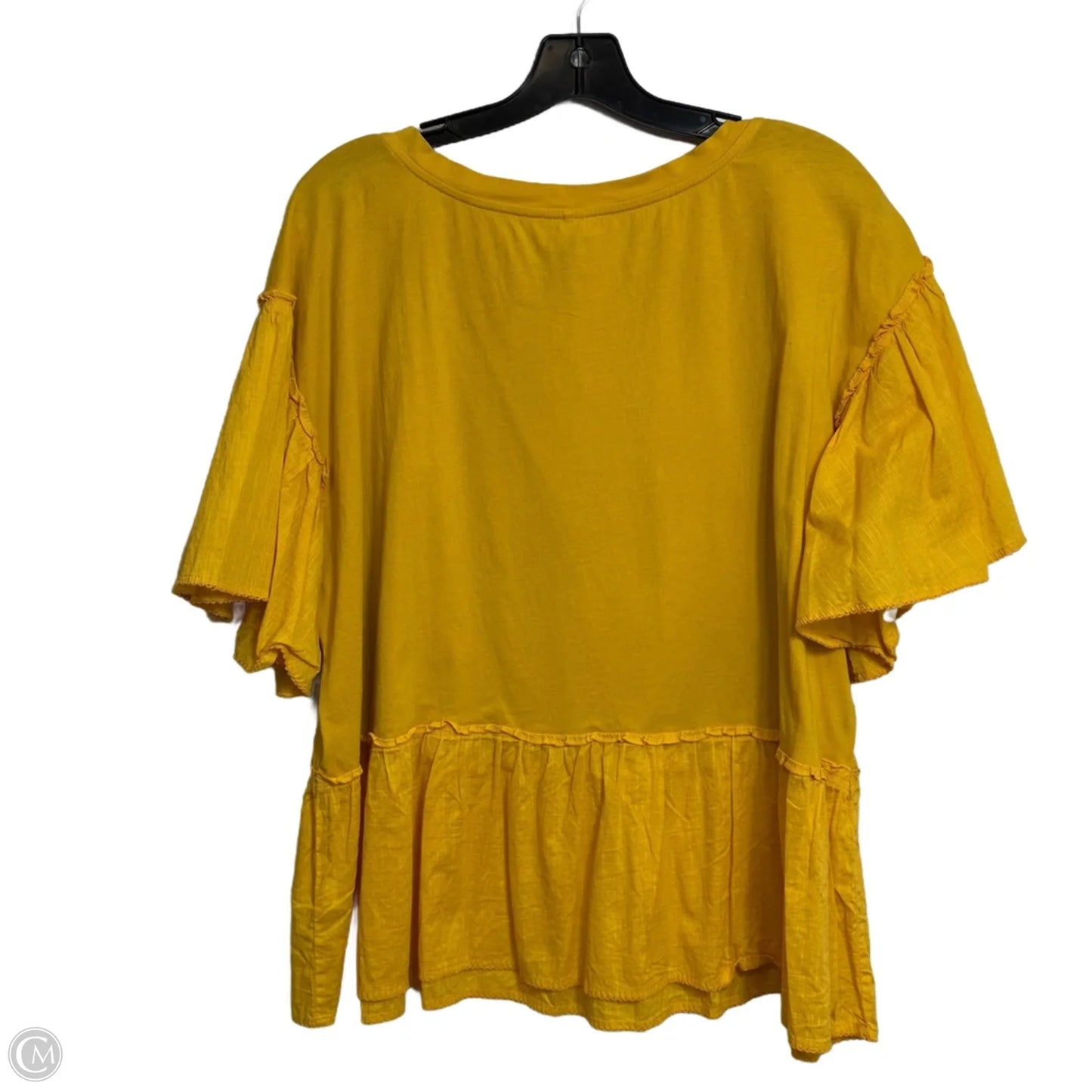 Top Short Sleeve By Anthropologie In Yellow, Size: L