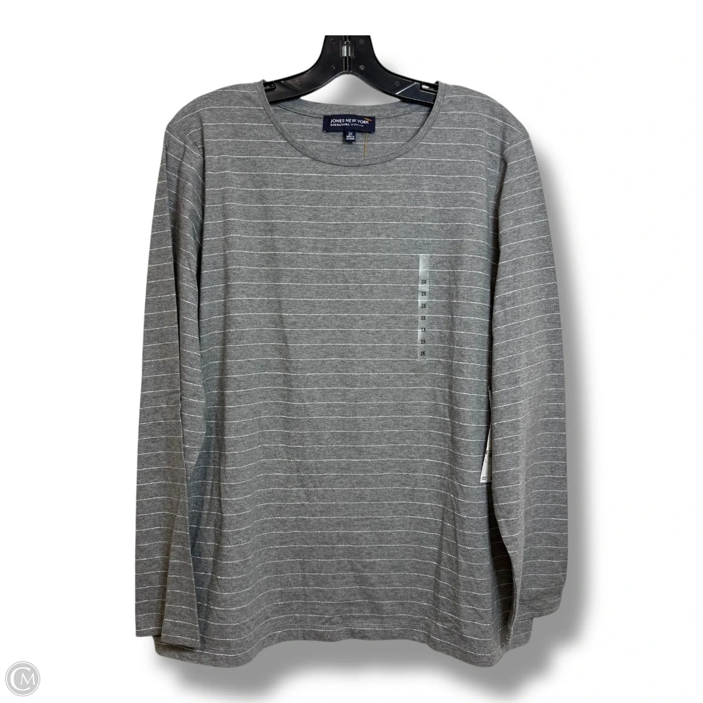 Top Long Sleeve By Jones New York In Grey, Size: 2x