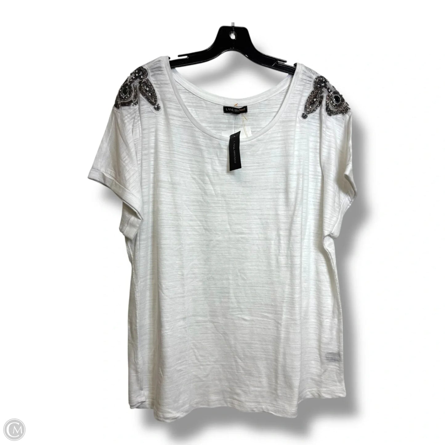 Top Short Sleeve By Lane Bryant In White, Size: 18