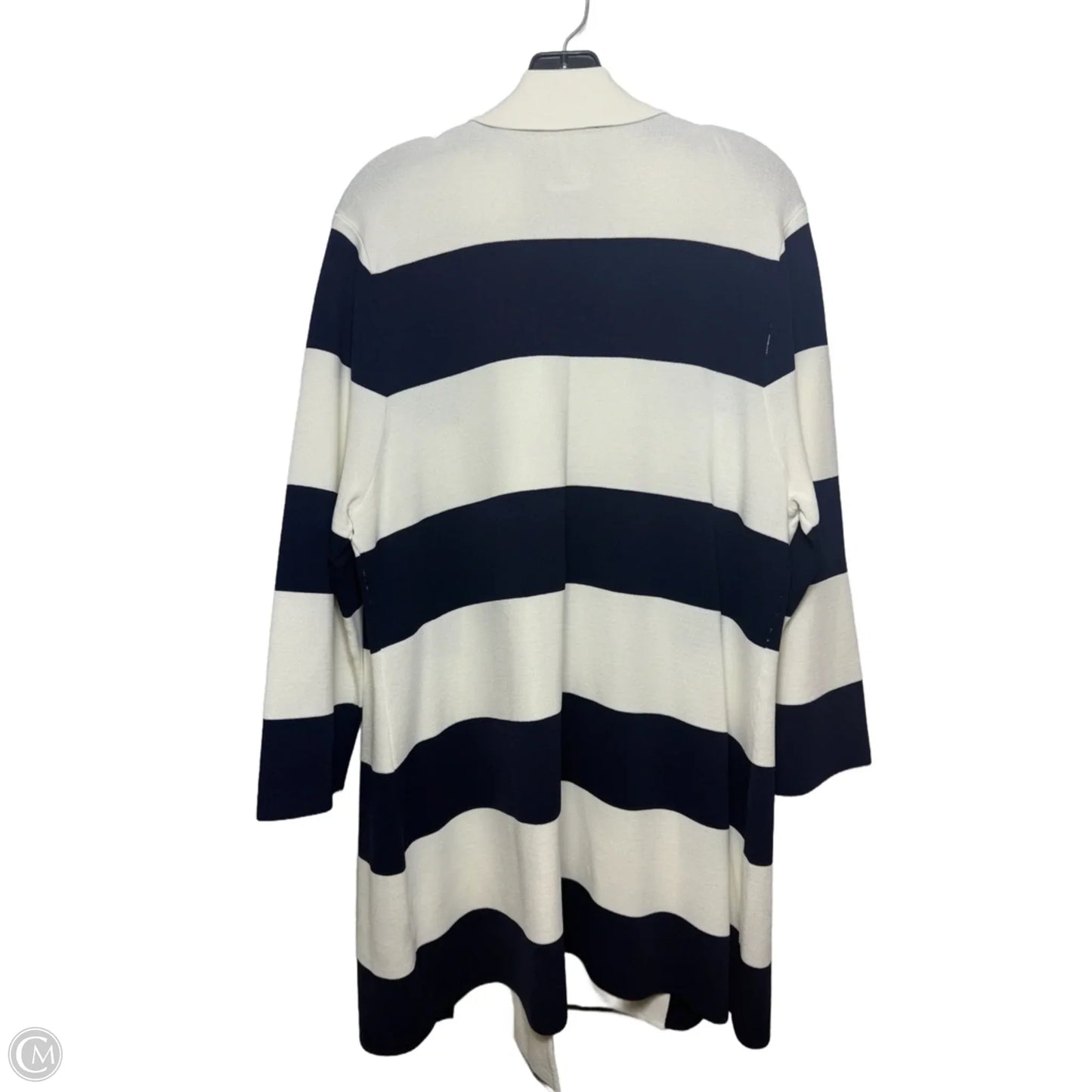 Long Cardigan coat By Tommy Hilfiger In Blue & Cream, Size: Xxl