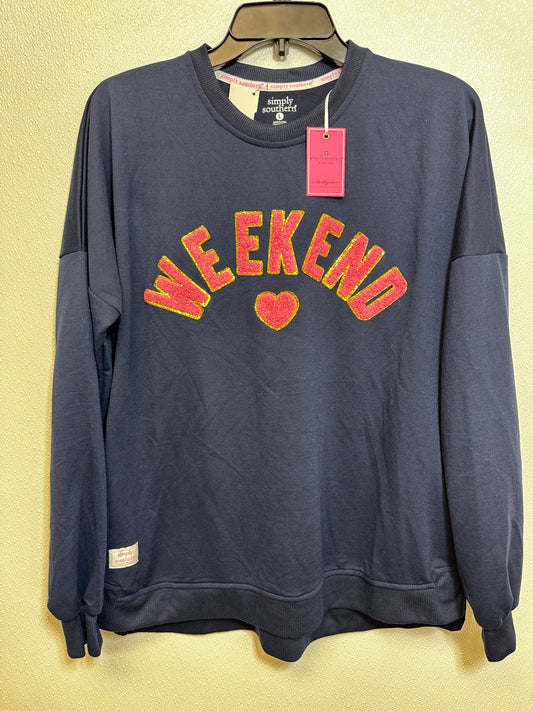 Sweatshirt Crewneck By Simply Southern In Navy, Size: L