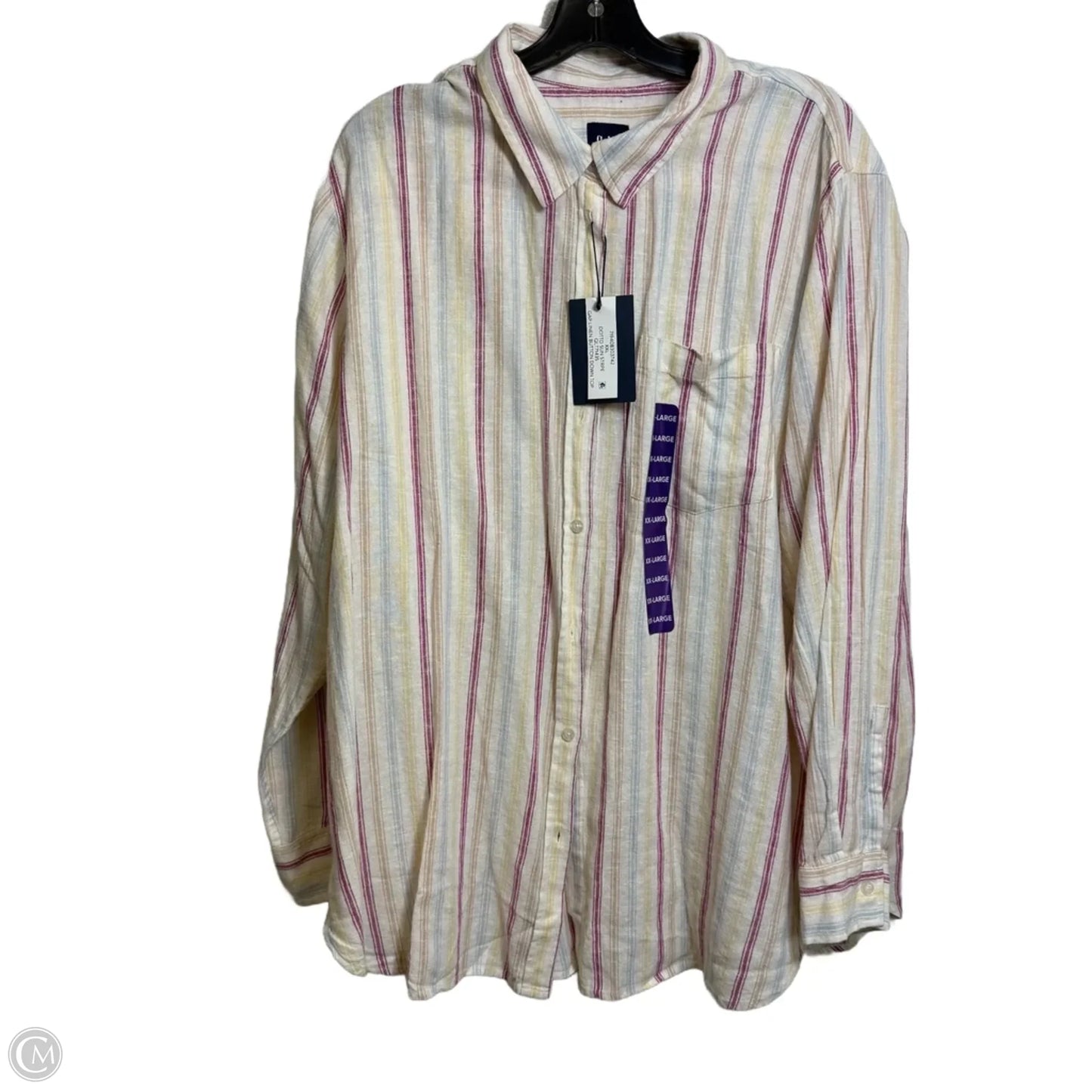 Top Long Sleeve By Gap In Striped Pattern, Size: Xxl