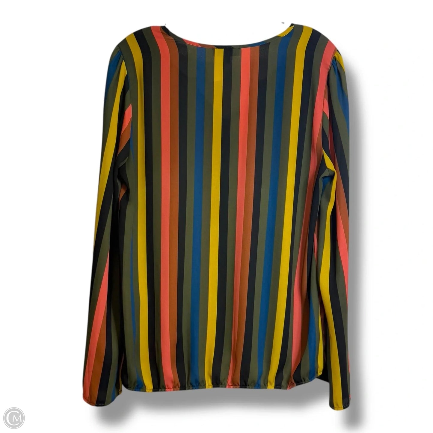 Blouse Long Sleeve By Allison Joy In Striped Pattern, Size: M