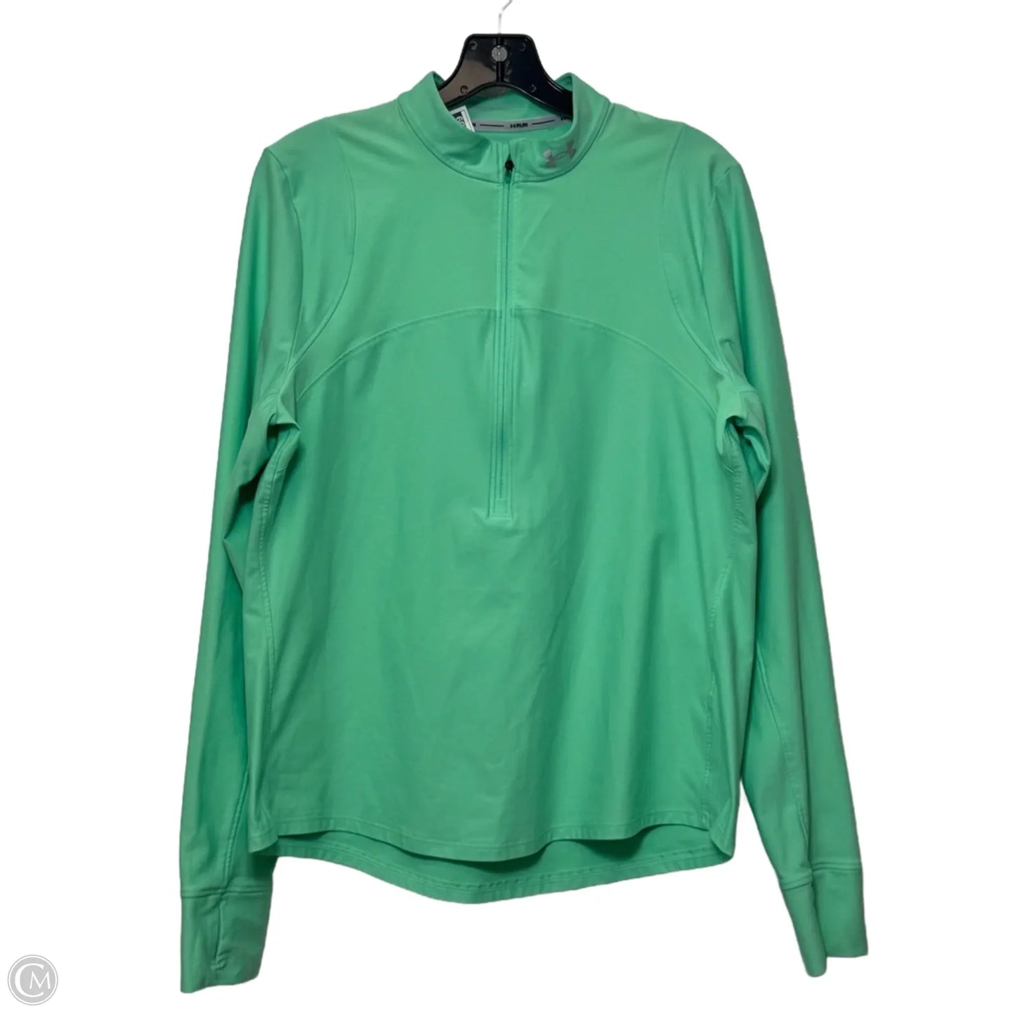 Athletic Top Long Sleeve Collar By Under Armour In Green, Size: Xl
