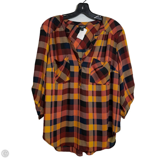 Top Long Sleeve By Torrid In Plaid Pattern, Size: 1x