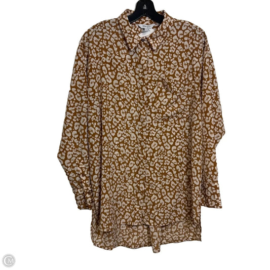 Blouse Long Sleeve By Nine West In Animal Print, Size: L