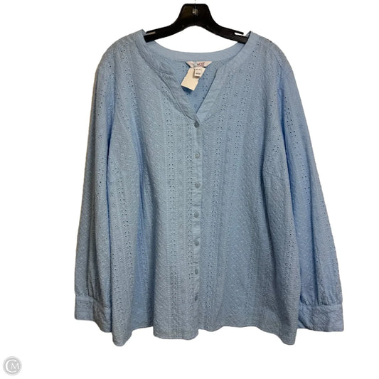 Top Long Sleeve By D&co. In Blue, Size: 3x