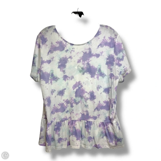 Top Short Sleeve Basic By Loft In Purple & White, Size: Xl