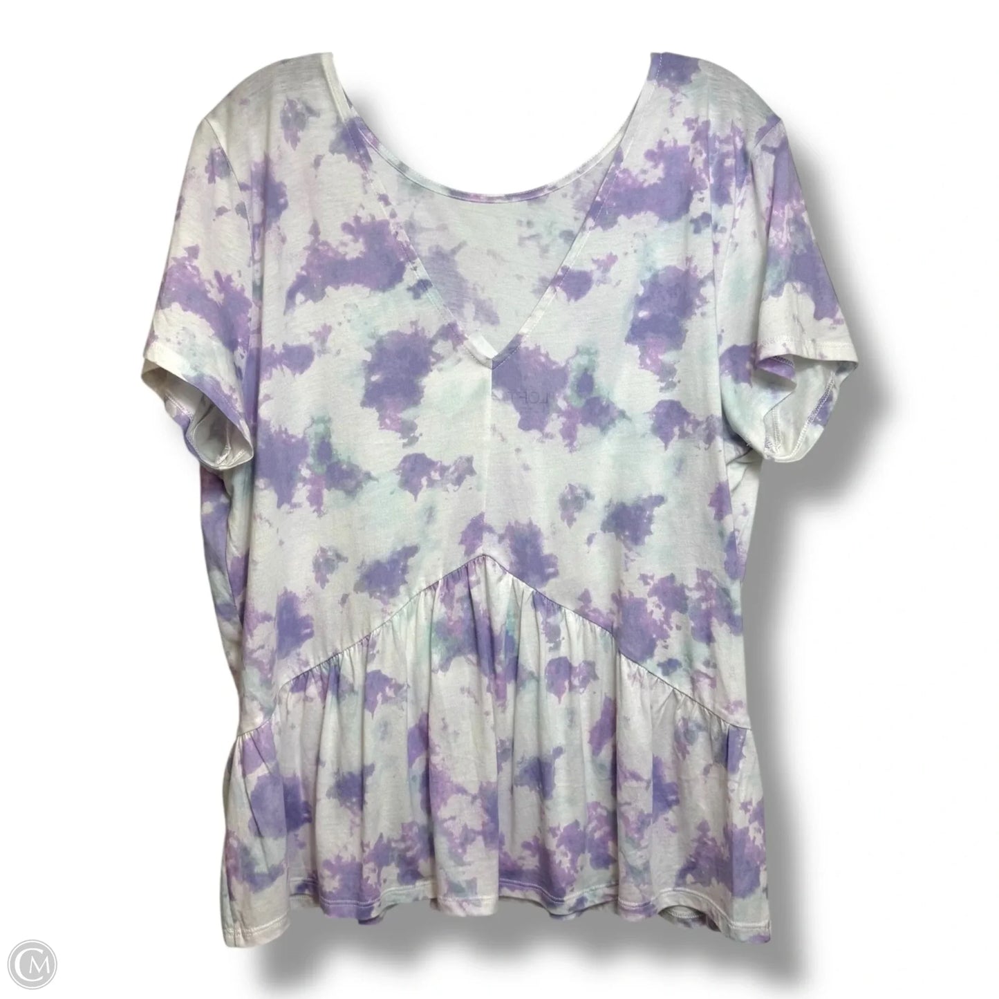 Top Short Sleeve Basic By Loft In Purple & White, Size: Xl
