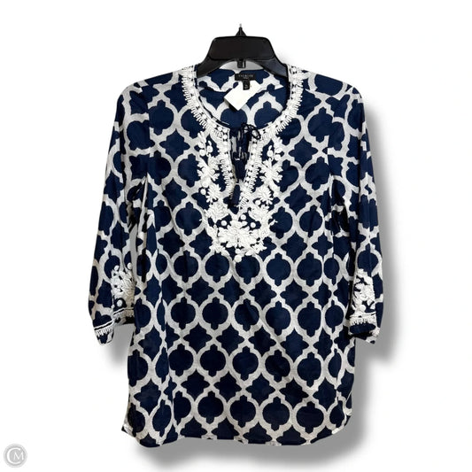 Top 3/4 Sleeve Basic By Talbots In Blue & White, Size: S