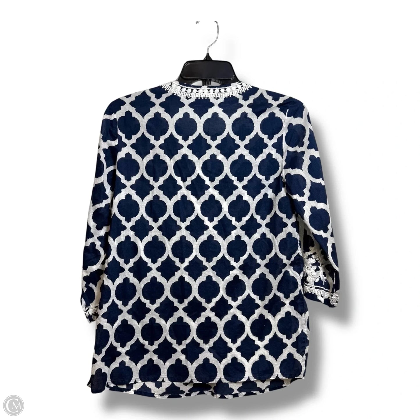 Top 3/4 Sleeve Basic By Talbots In Blue & White, Size: S