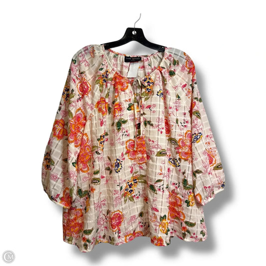 Top Long Sleeve Basic By Lane Bryant In Cream & Orange, Size: 14