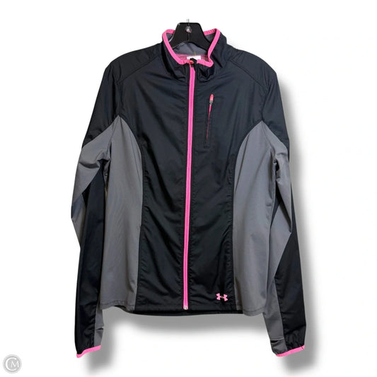 Athletic Jacket By Under Armour In Black & Pink, Size: L