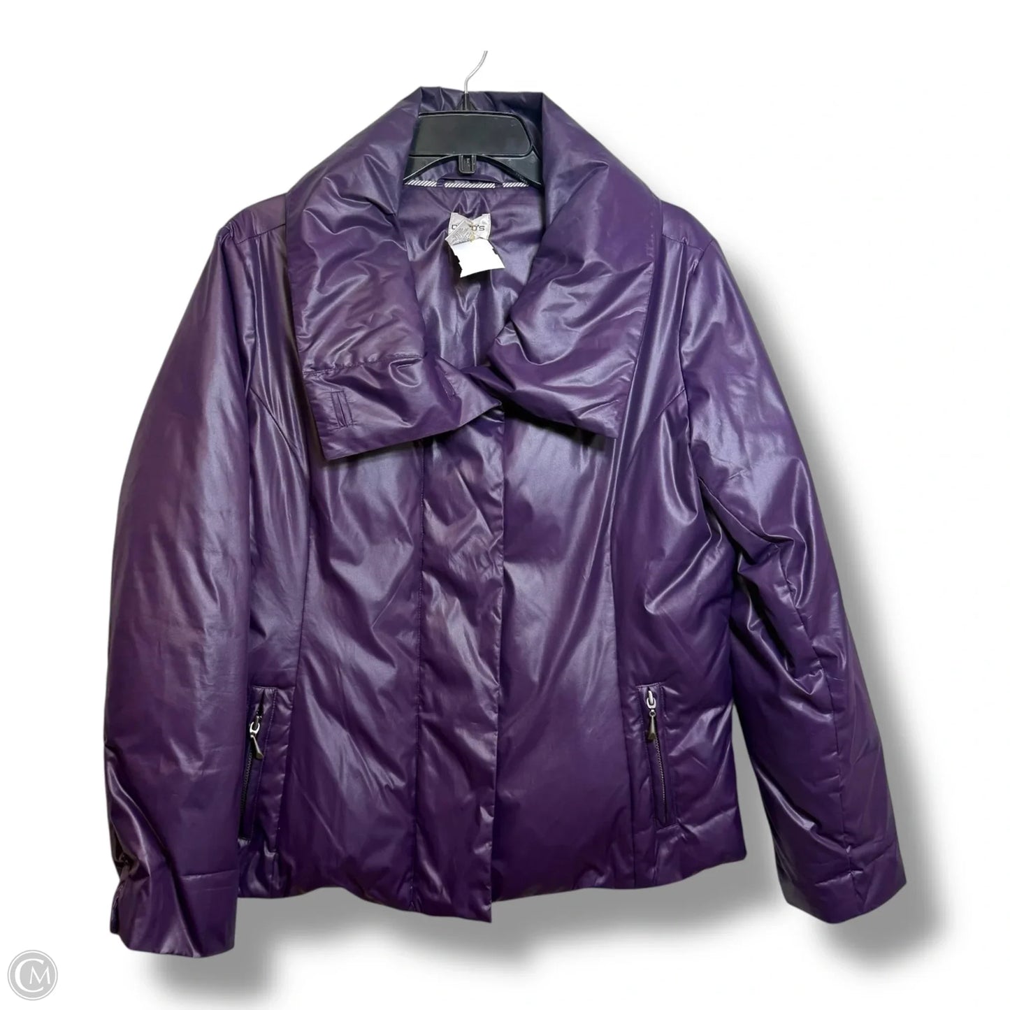 Jacket Denim By Chicos In Purple, Size: L