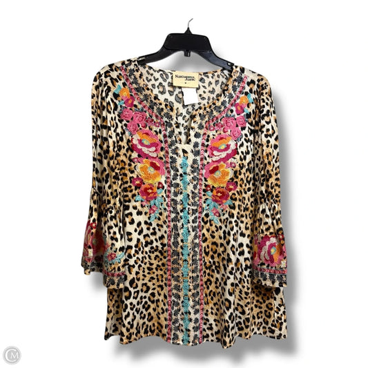 Top Long Sleeve Basic By Savanna Jane In Animal Print, Size: M