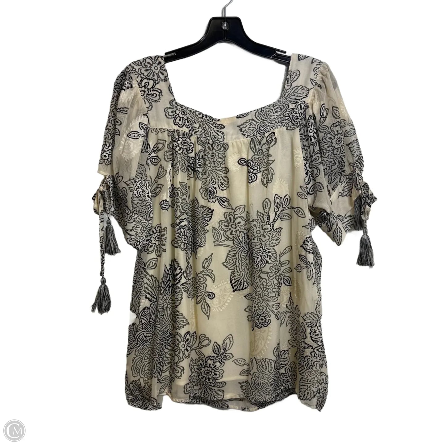 Top Short Sleeve By Paparazzi In Black & Cream, Size: Xl