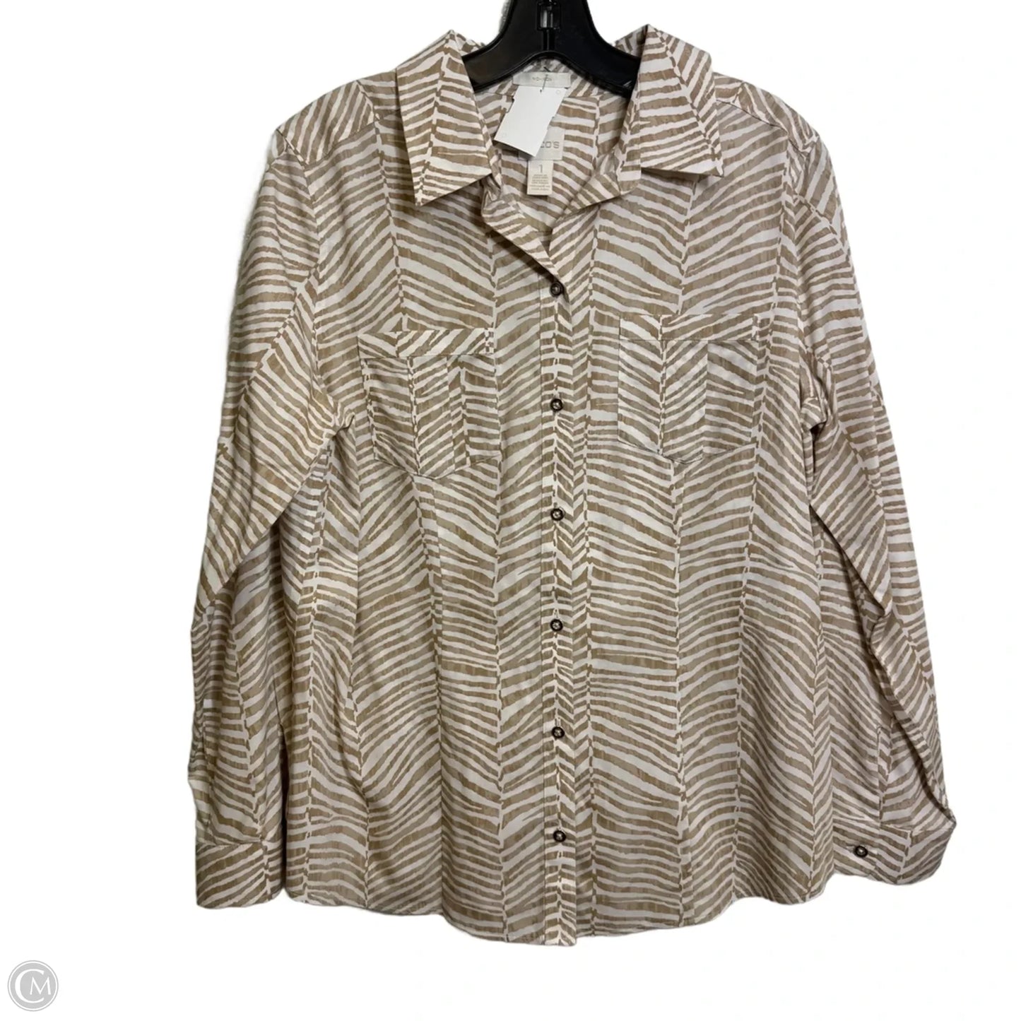 Top Long Sleeve Basic By Chicos In Animal Print, Size: S