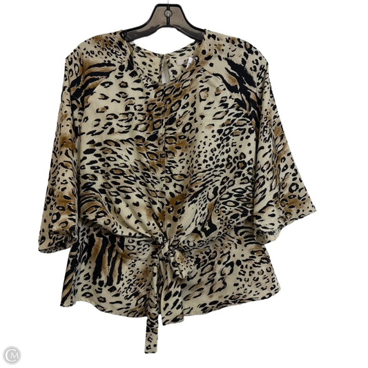 Top Long Sleeve By Miami In Animal Print, Size: S