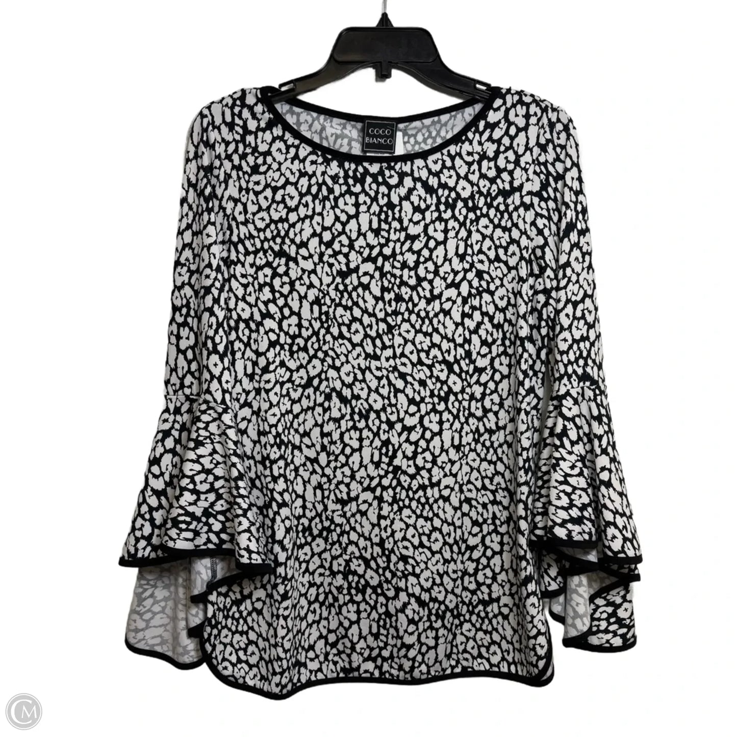 Top Long Sleeve By Coco Bianco In Black & White, Size: M