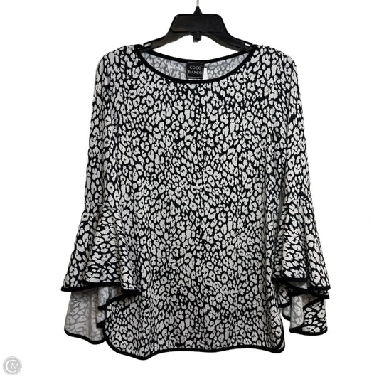 Top Long Sleeve By Coco Bianco In Black & White, Size: M