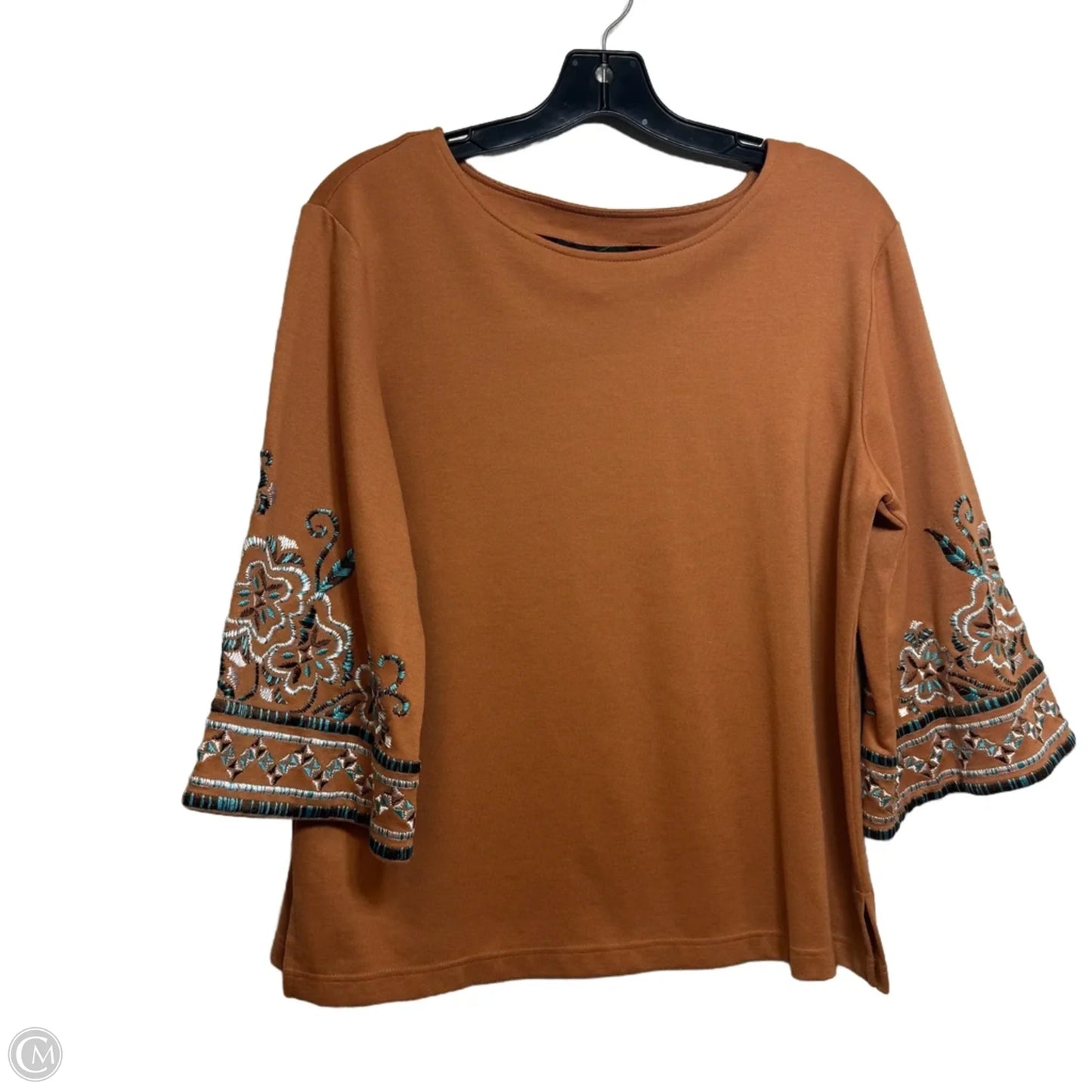 Top Long Sleeve Basic By Bob Mackie Qvc In Orange, Size: L