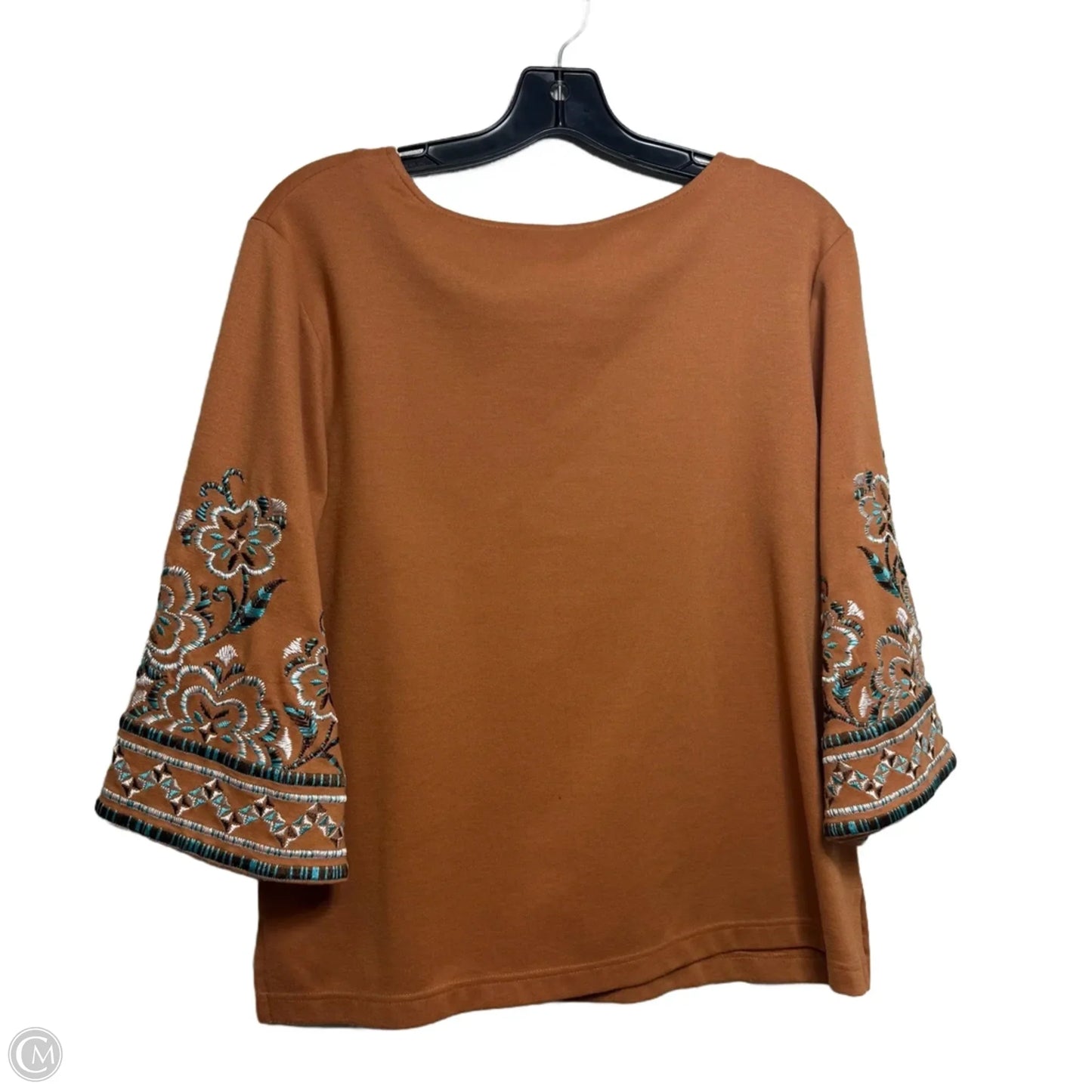 Top Long Sleeve Basic By Bob Mackie Qvc In Orange, Size: L
