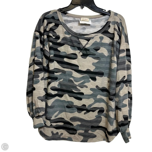 Top Long Sleeve Basic By Bibi In Camouflage Print, Size: M