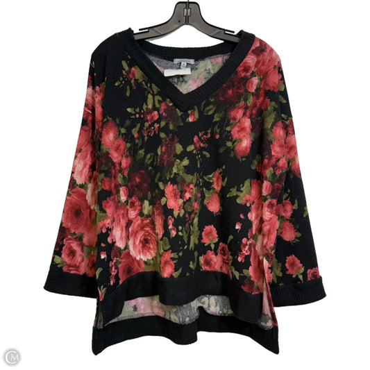 Top Long Sleeve Basic By White Birch In Floral Print, Size: M