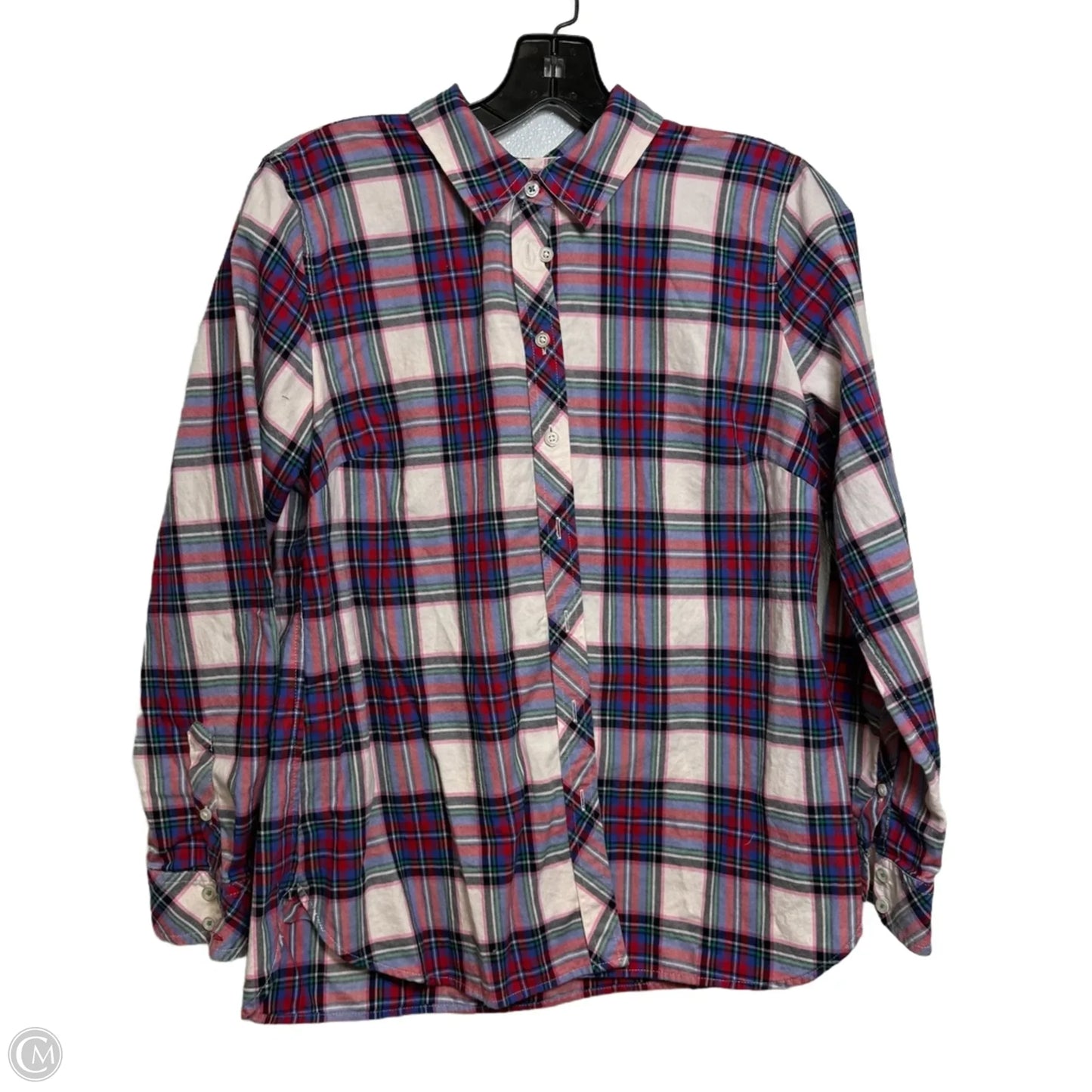 Top Long Sleeve By Talbots In Plaid Pattern, Size: M