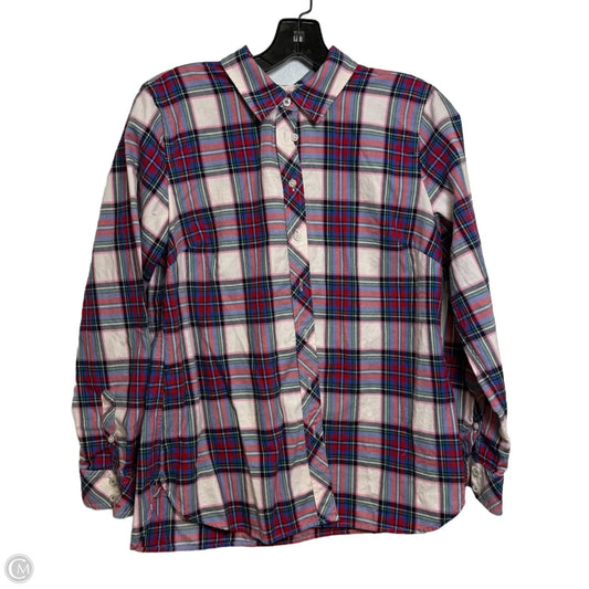 Top Long Sleeve By Talbots In Plaid Pattern, Size: M