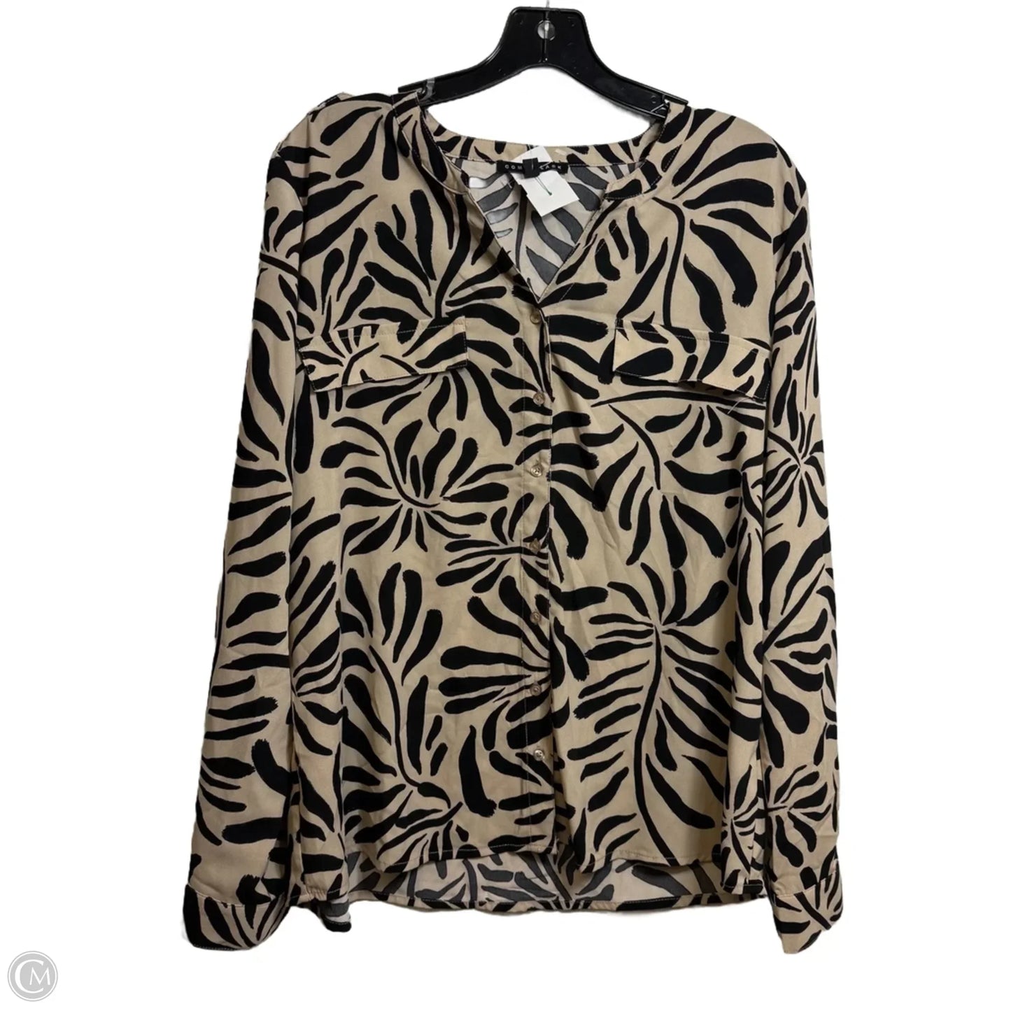 Top Long Sleeve Basic By Clothes Mentor In Black & Tan, Size: L