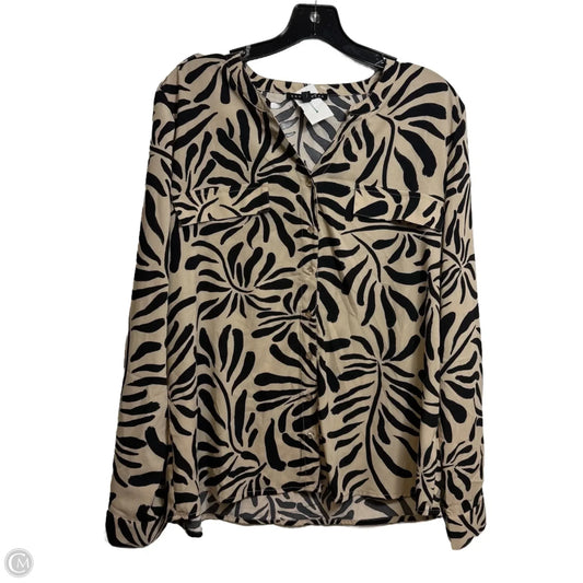 Top Long Sleeve Basic By Clothes Mentor In Black & Tan, Size: L