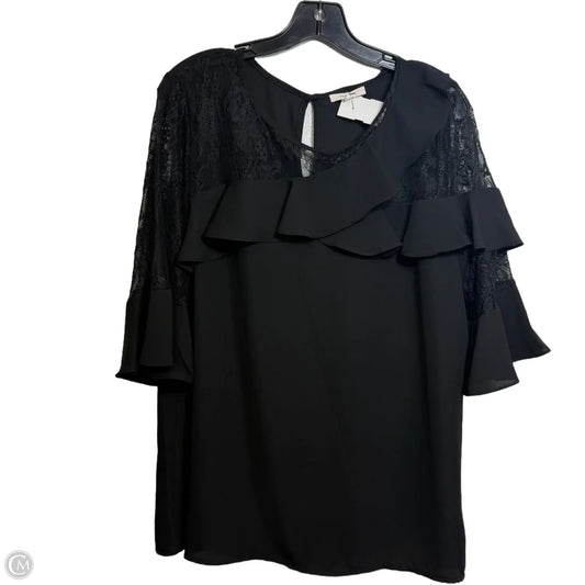 Top 3/4 Sleeve Basic By Pleione In Black, Size: L