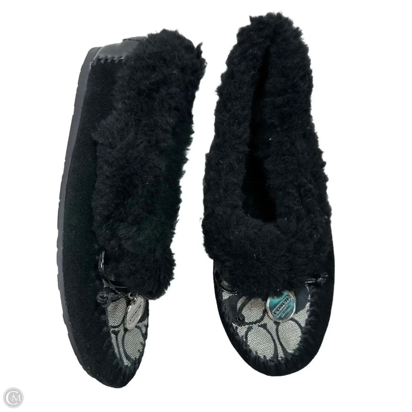 Slippers Designer By Coach In Black, Size: 7