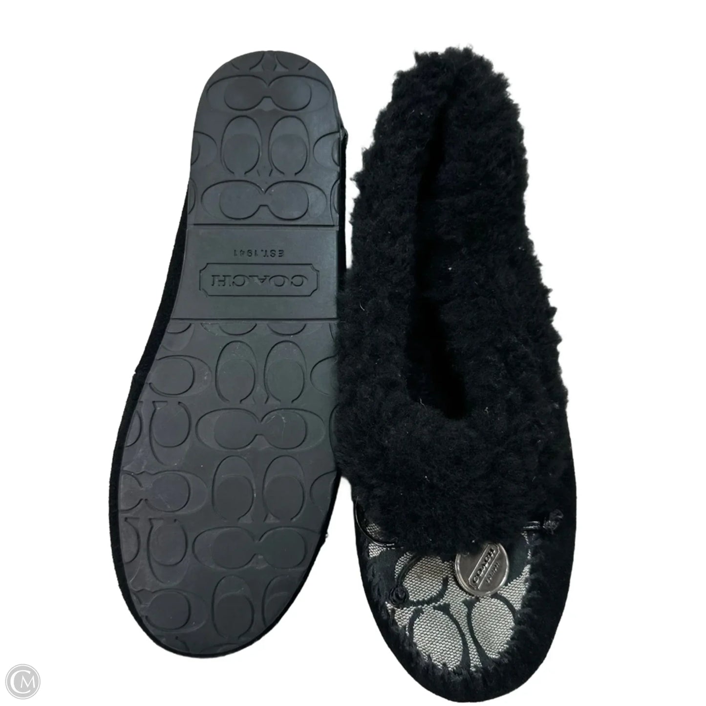 Slippers Designer By Coach In Black, Size: 7