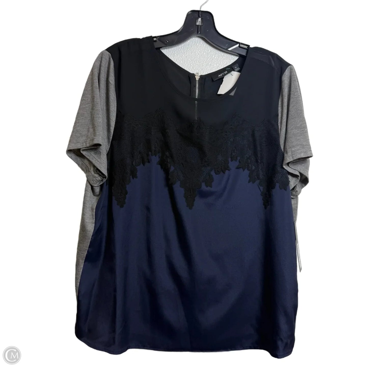 Top Short Sleeve Basic By Apt 9 In Black & Blue, Size: Xl