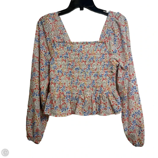 Top Long Sleeve Basic By Japna In Floral Print, Size: M